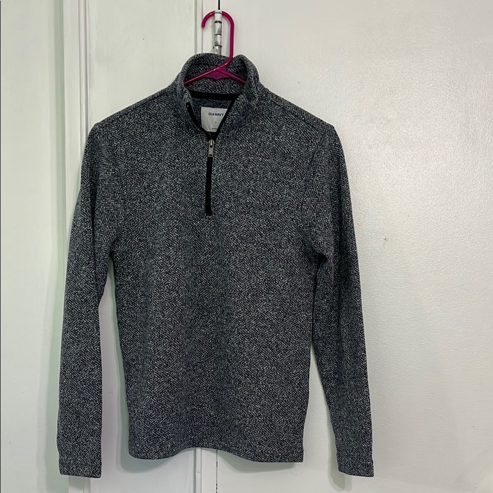 Old Navy Gray Zip Up Sweater Knit Texture